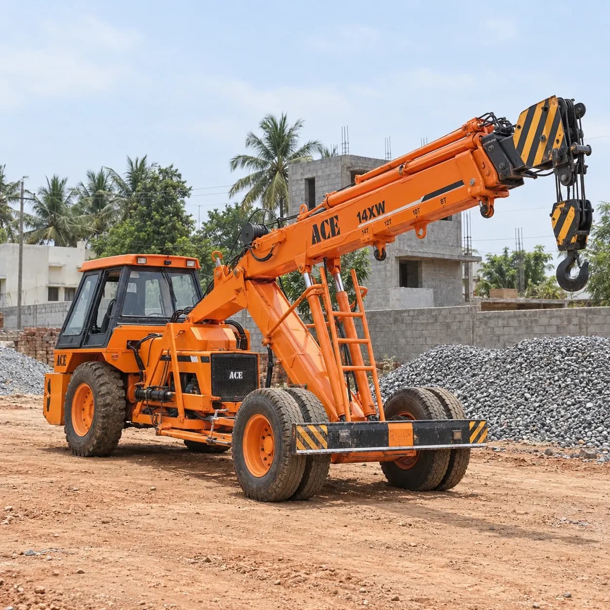 Representative image of an ACE 14-tonne mobile crane on a Tamil Nadu worksite