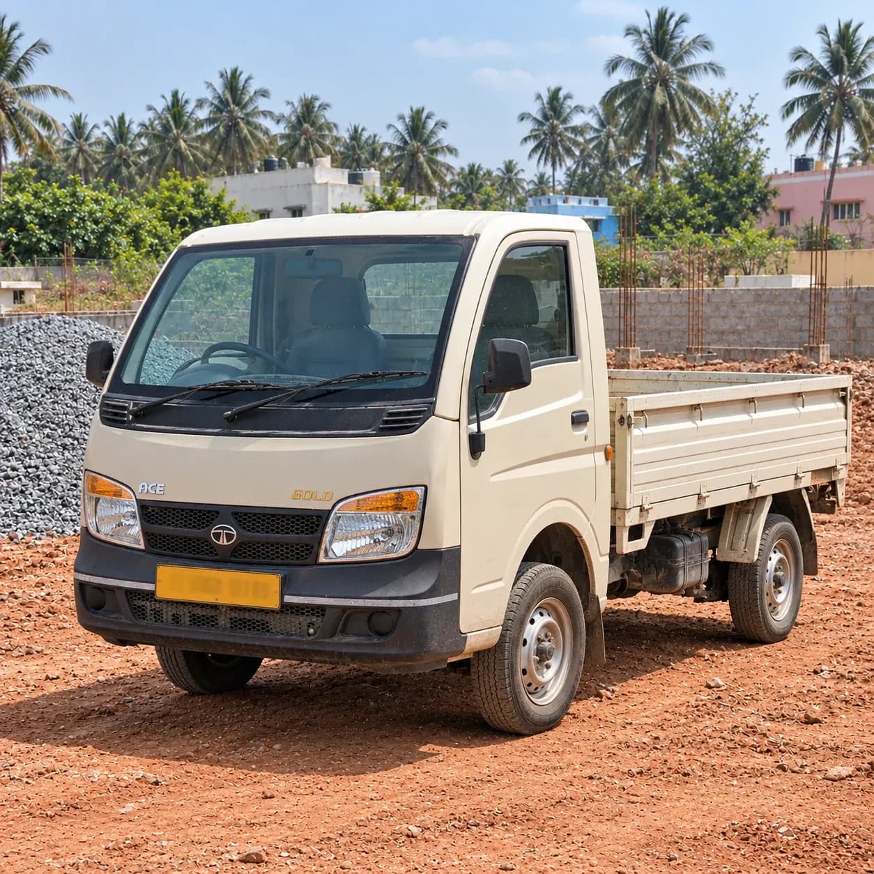 Representative image of a Tata Ace mini truck in an Indian construction yard